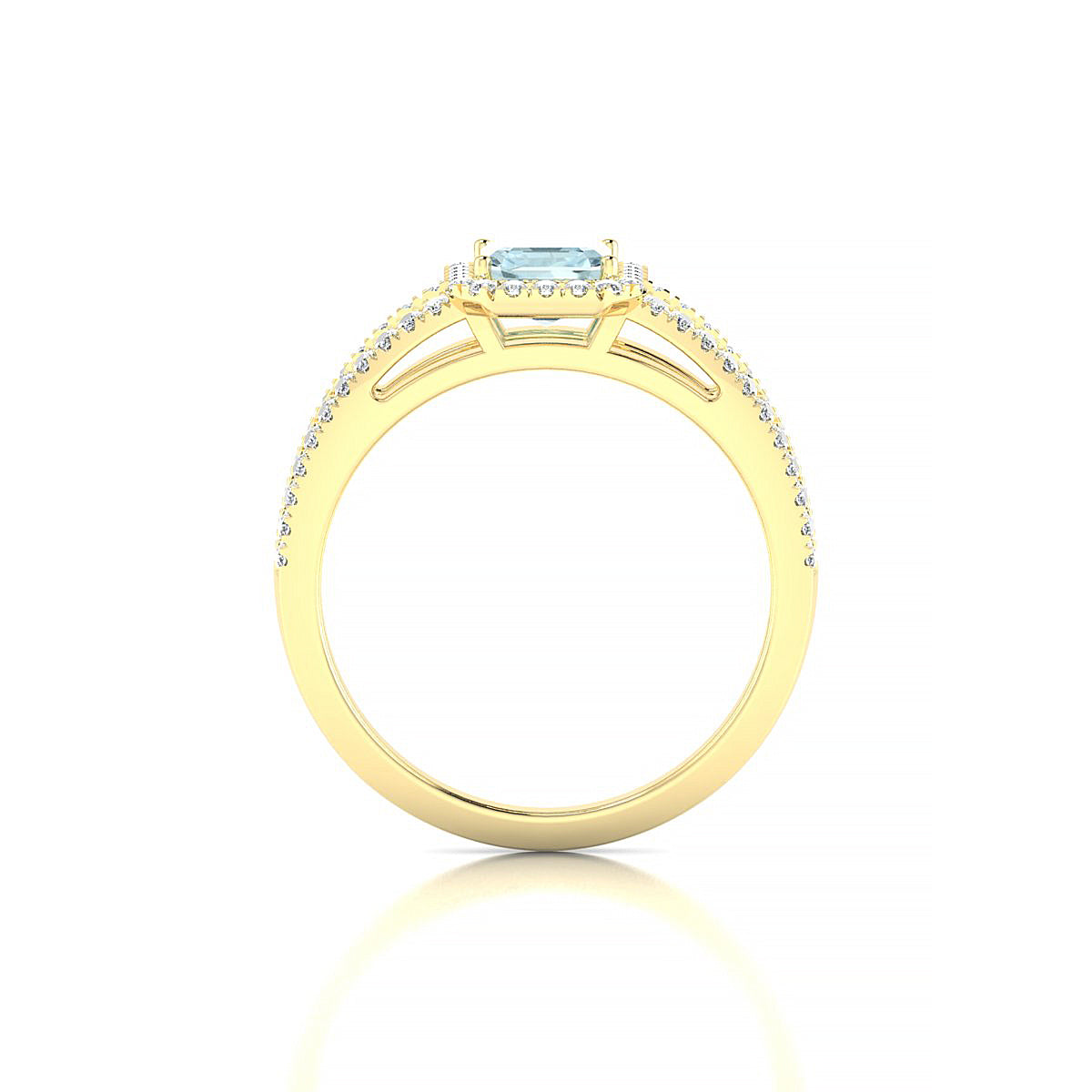 Grace | 18k Yellow Gold 7 x 5 mm Emerald Aquamarine Ring