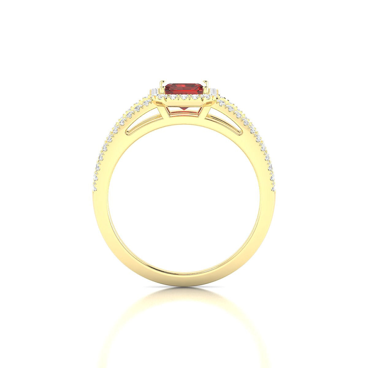 Grace | 18k Yellow Gold 7 x 5 mm Emerald Garnet Ring