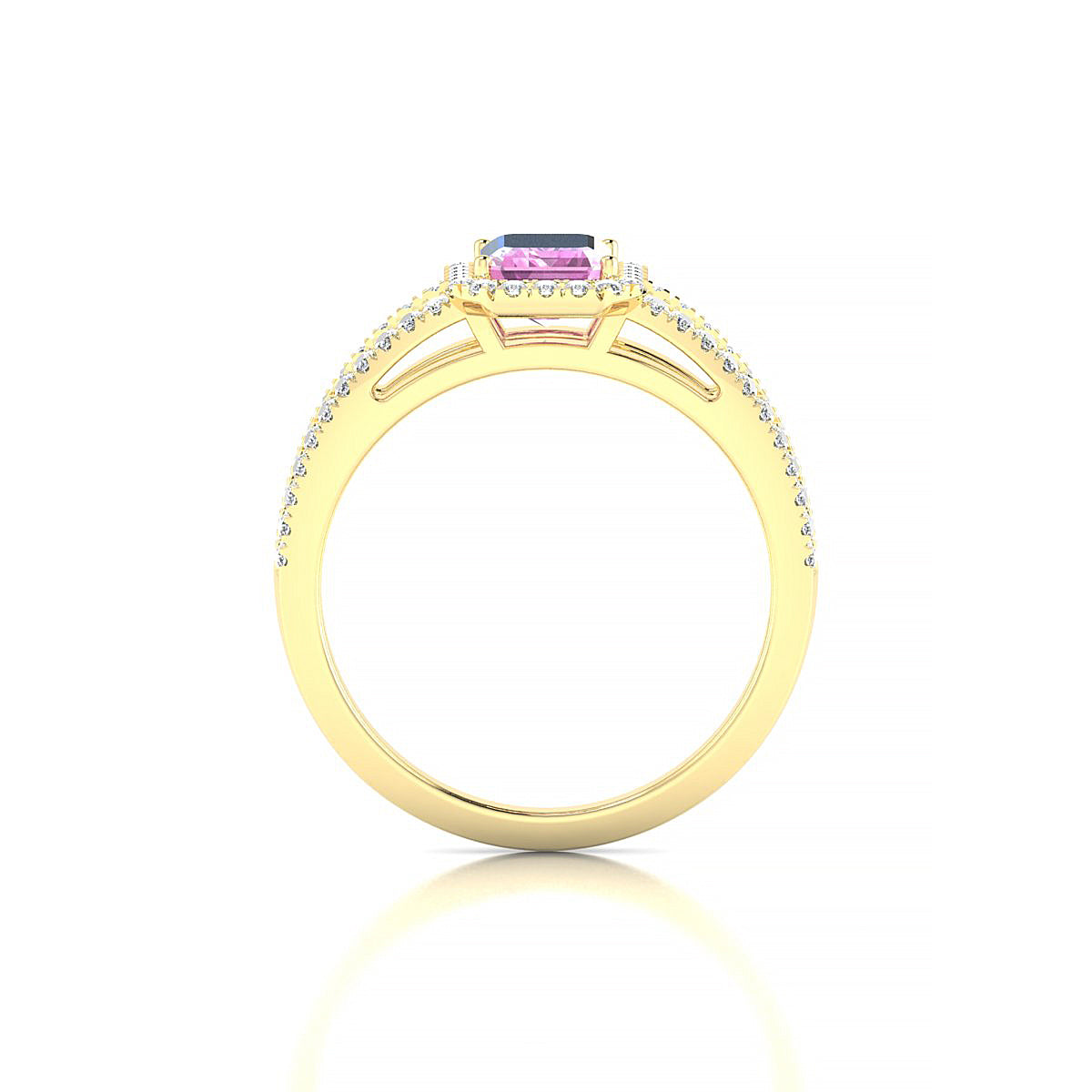 Grace | 18k Yellow Gold 7 x 5 mm Emerald Pink Sapphire Ring
