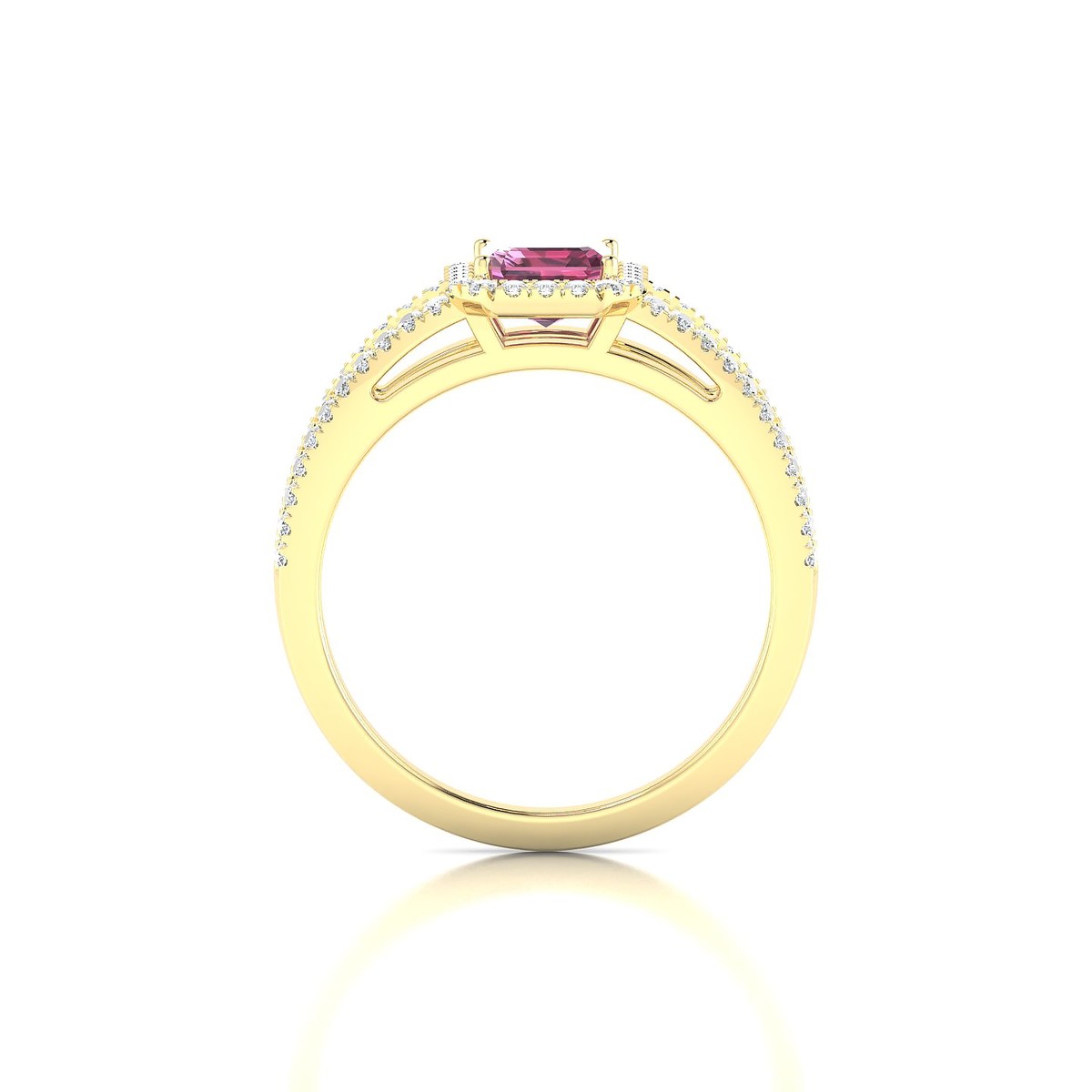 Grace | 18k Yellow Gold 7 x 5 mm Emerald Rhodolite Ring