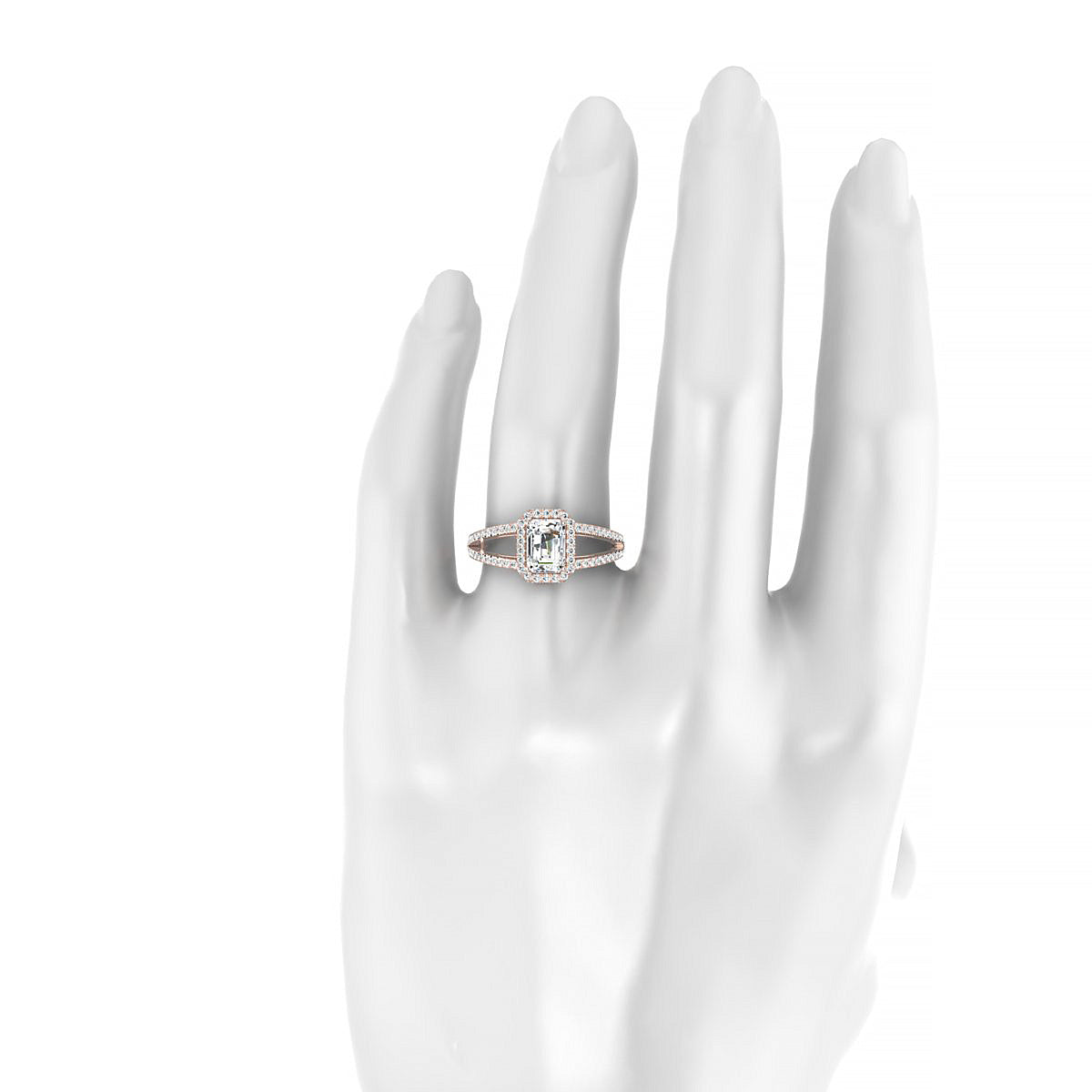 Grace | 18k Rose Gold 7 x 5 mm Emerald Diamond Ring