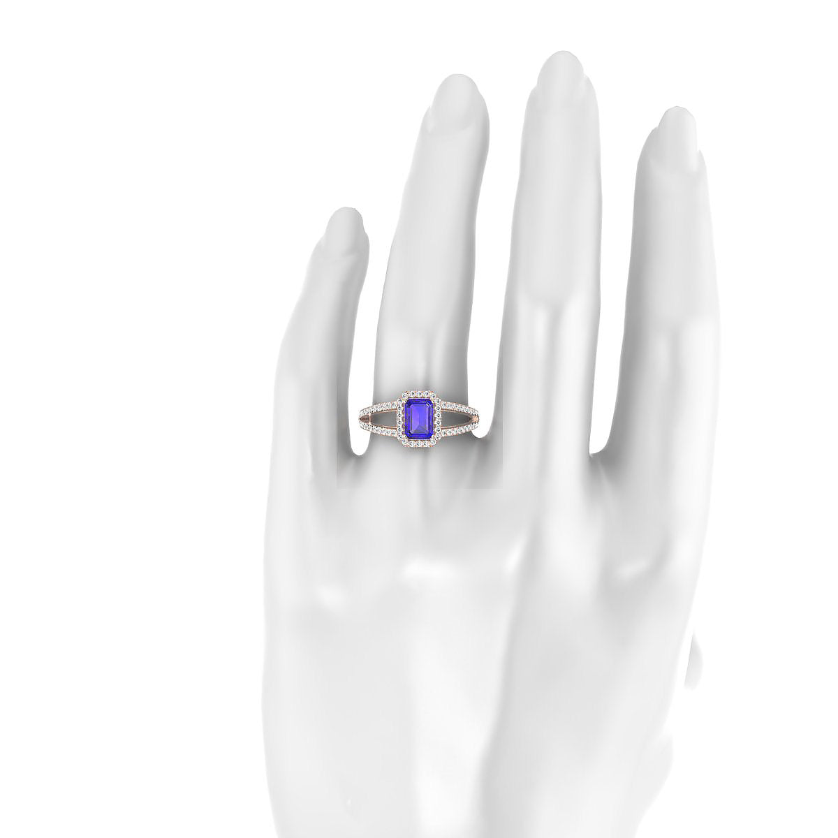 Grace | 18k Rose Gold 7 x 5 mm Emerald Tanzanite Ring