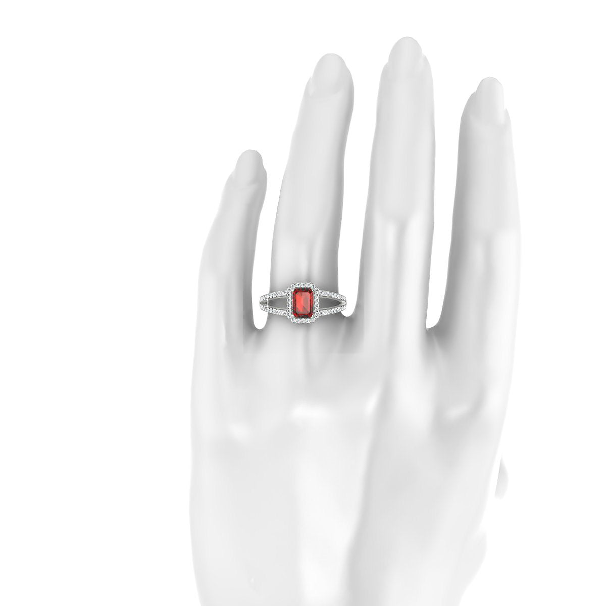 Grace | 18k White Gold 7 x 5 mm Emerald Garnet Ring