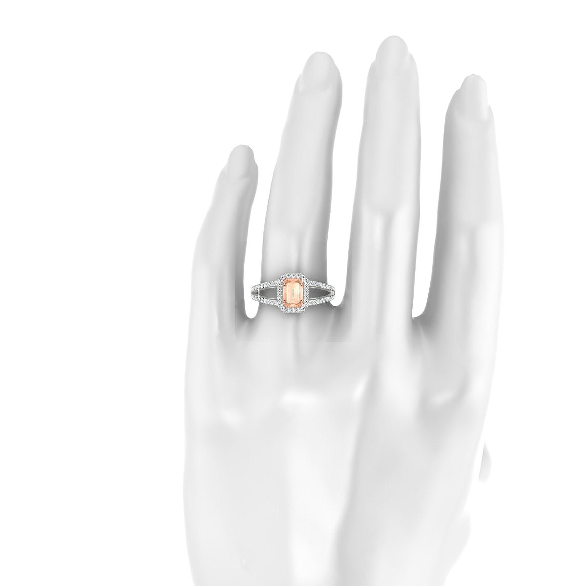 Grace | 18k White Gold 7 x 5 mm Emerald Morganite Ring