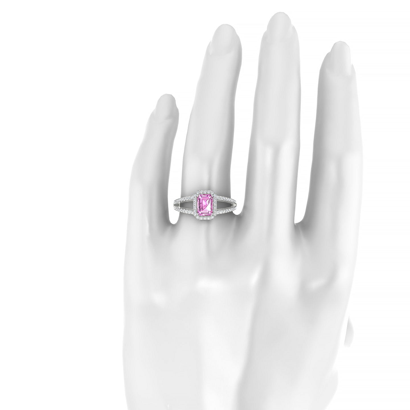 Grace | 18k White Gold 7 x 5 mm Emerald Pink Sapphire Ring