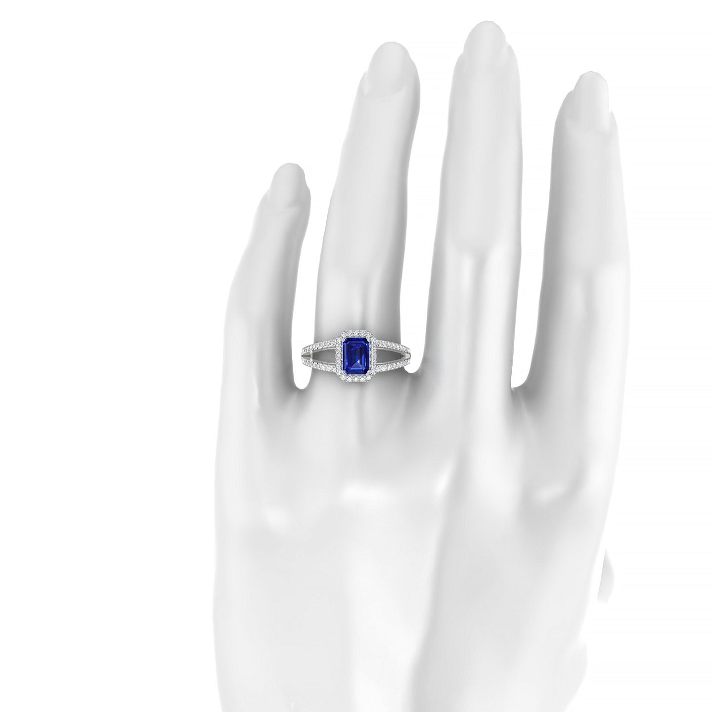 Grace | 18k White Gold 7 x 5 mm Emerald Sapphire Ring