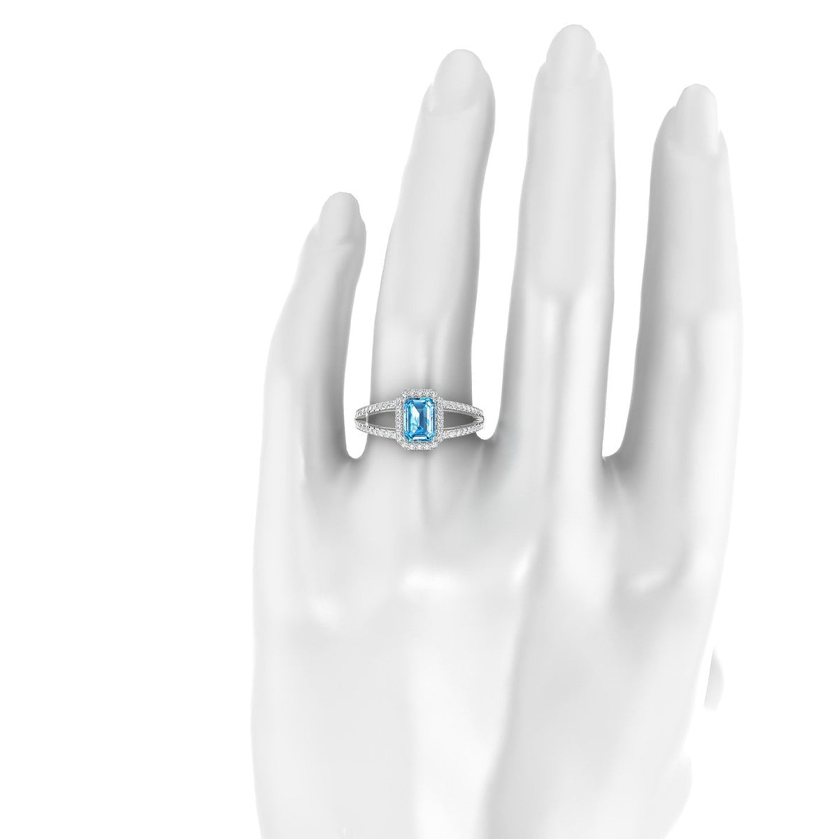 Grace | 18k White Gold 7 x 5 mm Emerald Topaz Ring