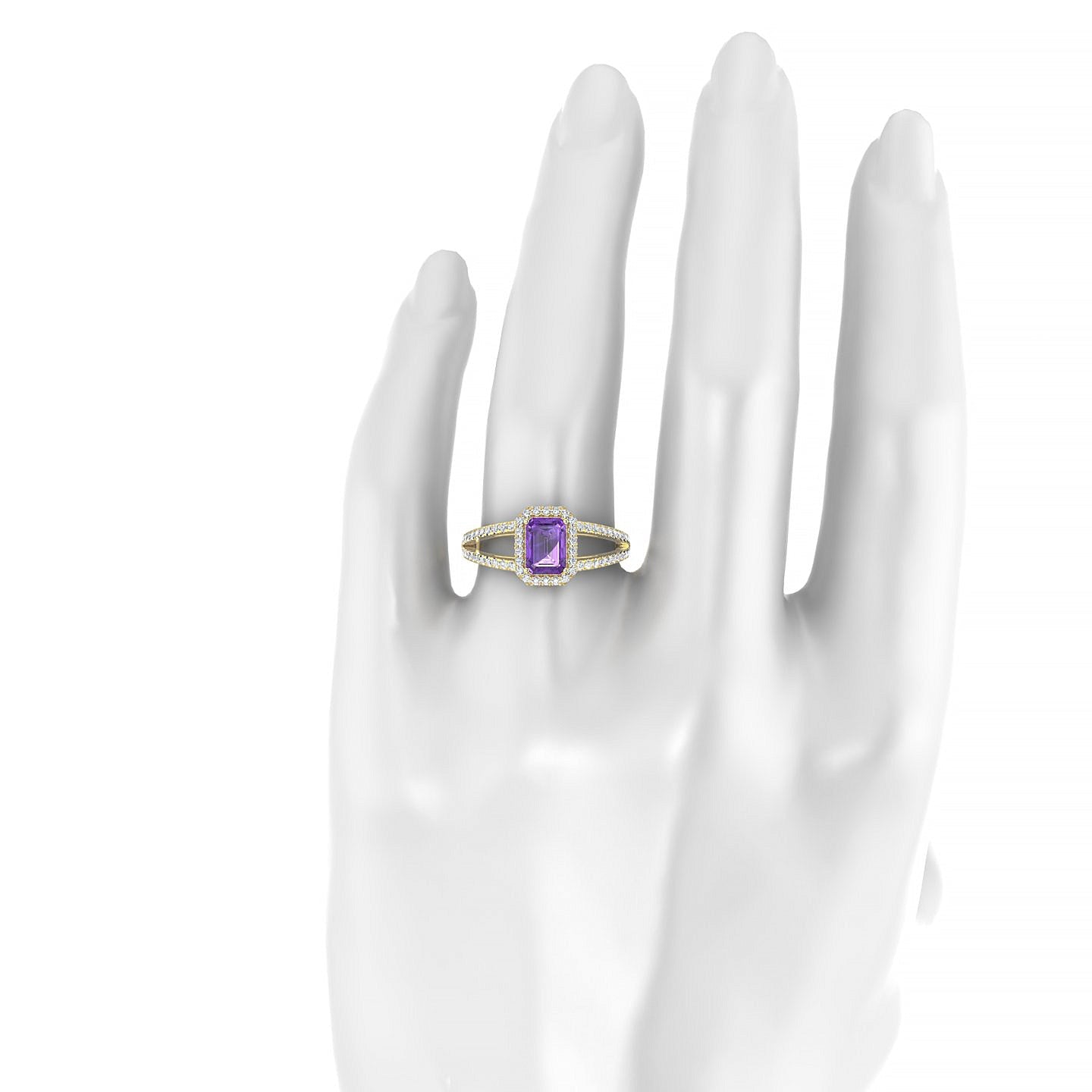 Grace | 18k Yellow Gold 7 x 5 mm Emerald Amethyst Ring