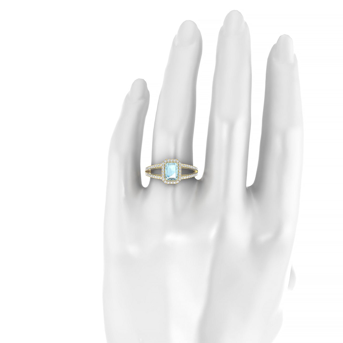 Grace | 18k Yellow Gold 7 x 5 mm Emerald Aquamarine Ring