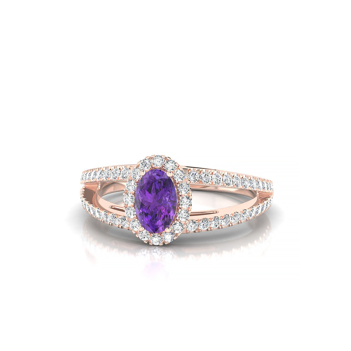 Grace | 18k Rose Gold 6 x 4 mm Oval Amethyst Ring