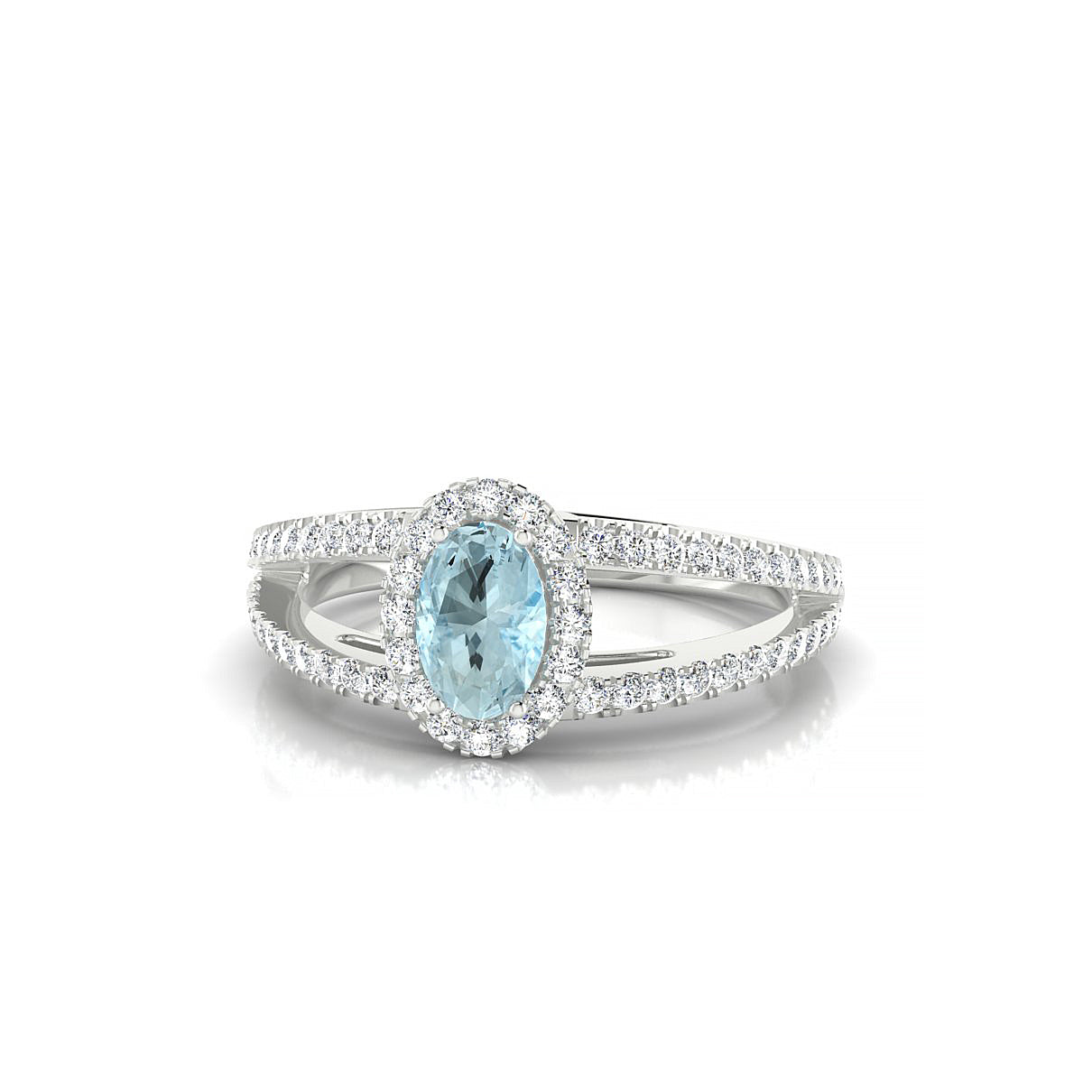 Grace | 18k White Gold 6 x 4 mm Oval Aquamarine Ring