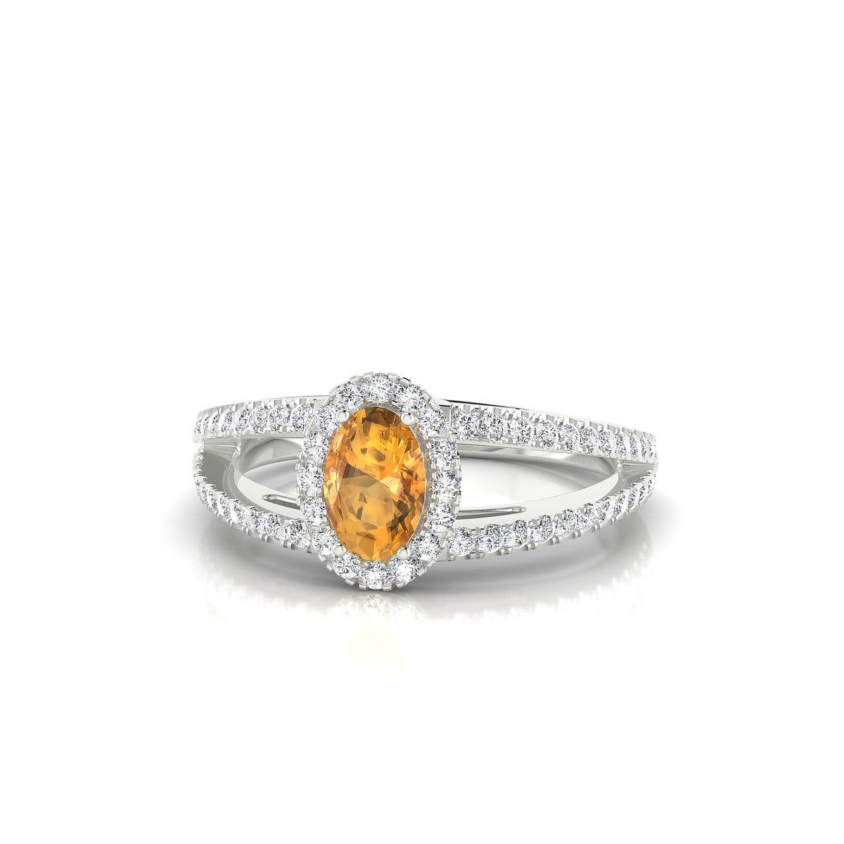 Grace | 18k White Gold 6 x 4 mm Oval Citrine Ring