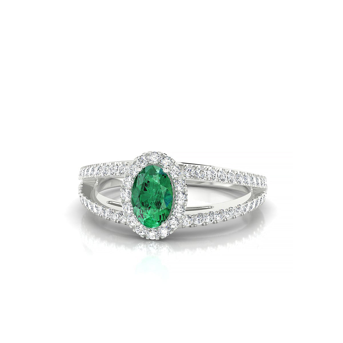 Grace | 18k White Gold 6 x 4 mm Oval Emerald Ring