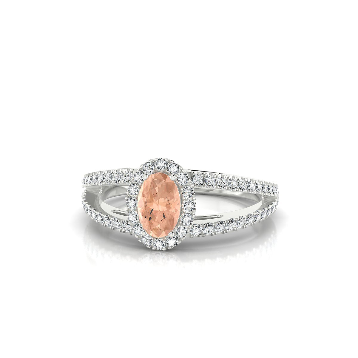 Grace | 18k White Gold 6 x 4 mm Oval Morganite Ring