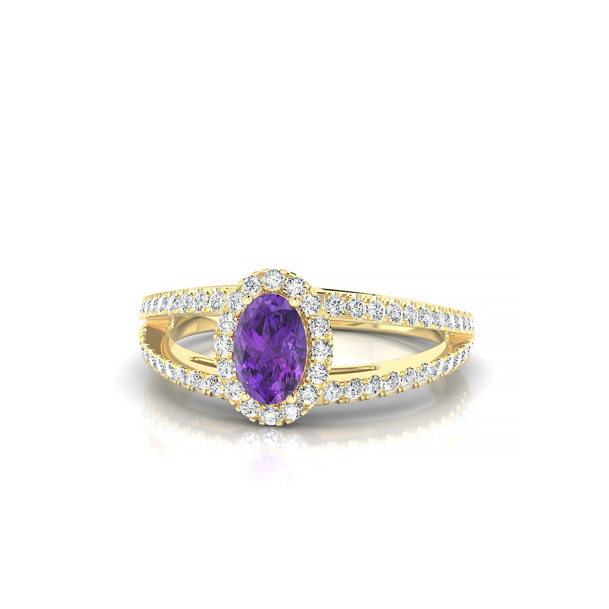 Grace | 18k Yellow Gold 6 x 4 mm Oval Amethyst Ring