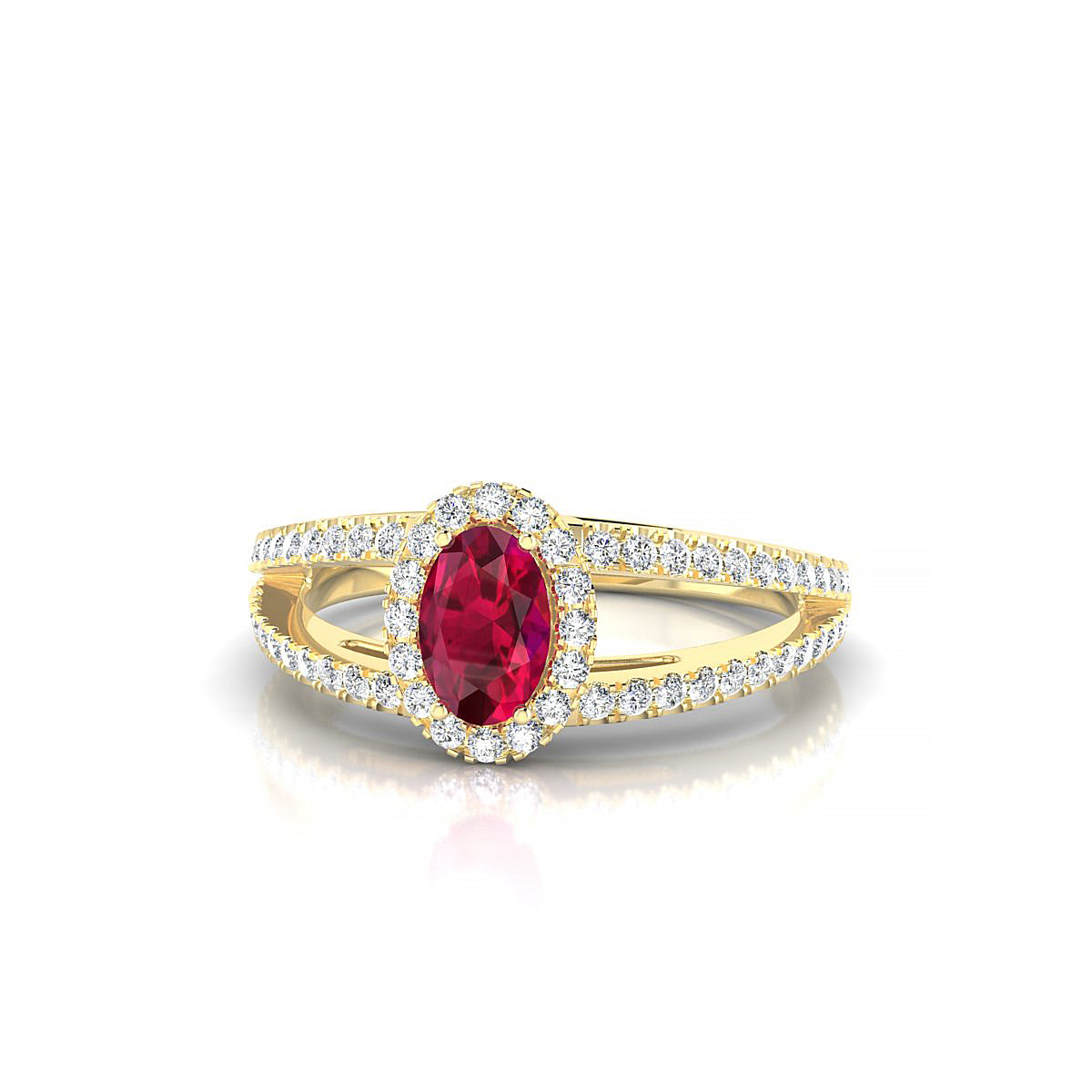 Grace | 18k Yellow Gold 6 x 4 mm Oval Ruby Ring