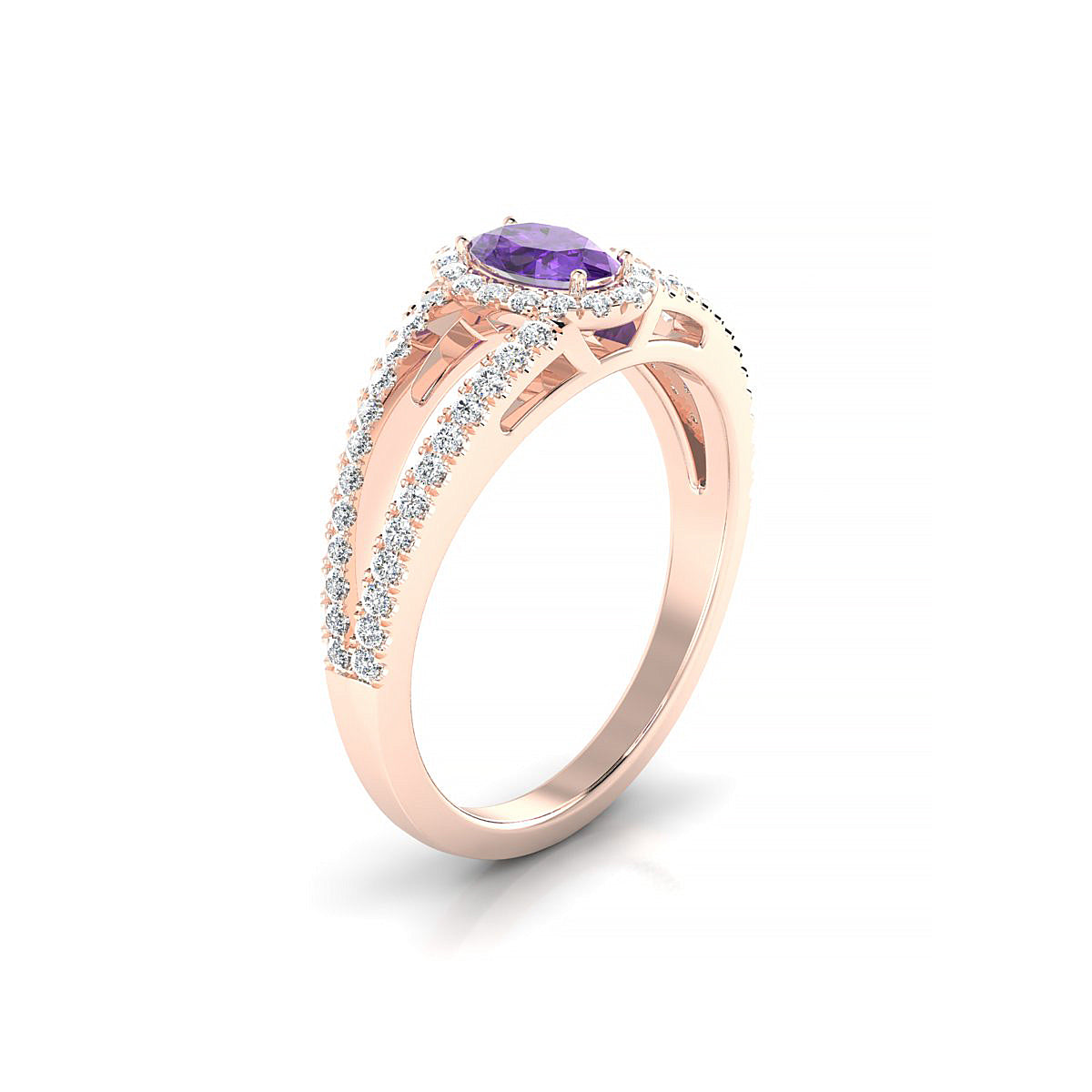 Grace | 18k Rose Gold 6 x 4 mm Oval Amethyst Ring