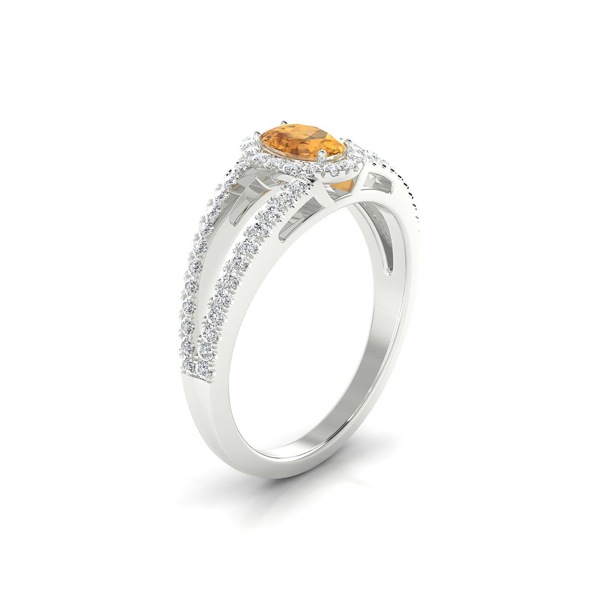 Grace | 18k White Gold 6 x 4 mm Oval Citrine Ring