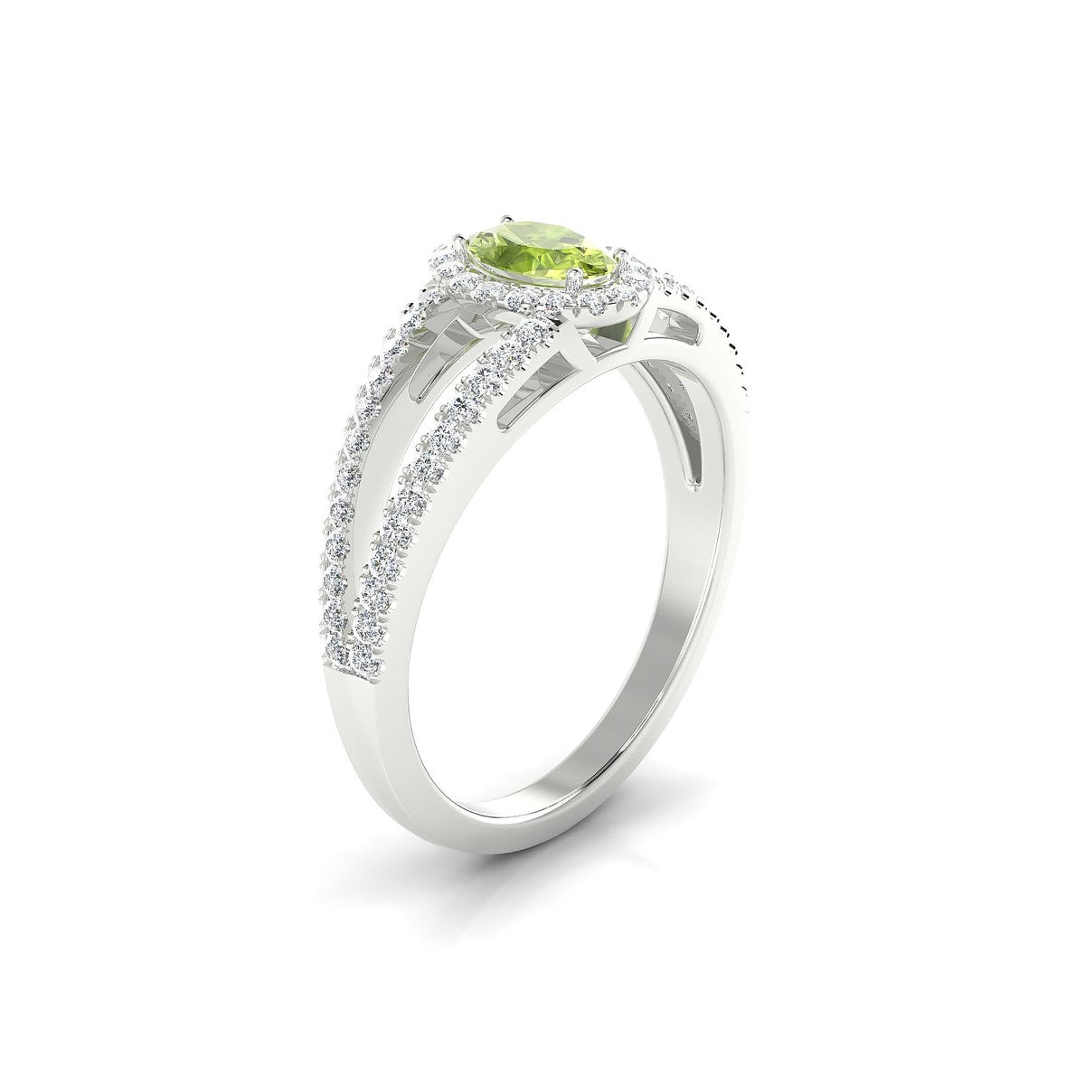 Grace | 18k White Gold 6 x 4 mm Oval Peridot Ring