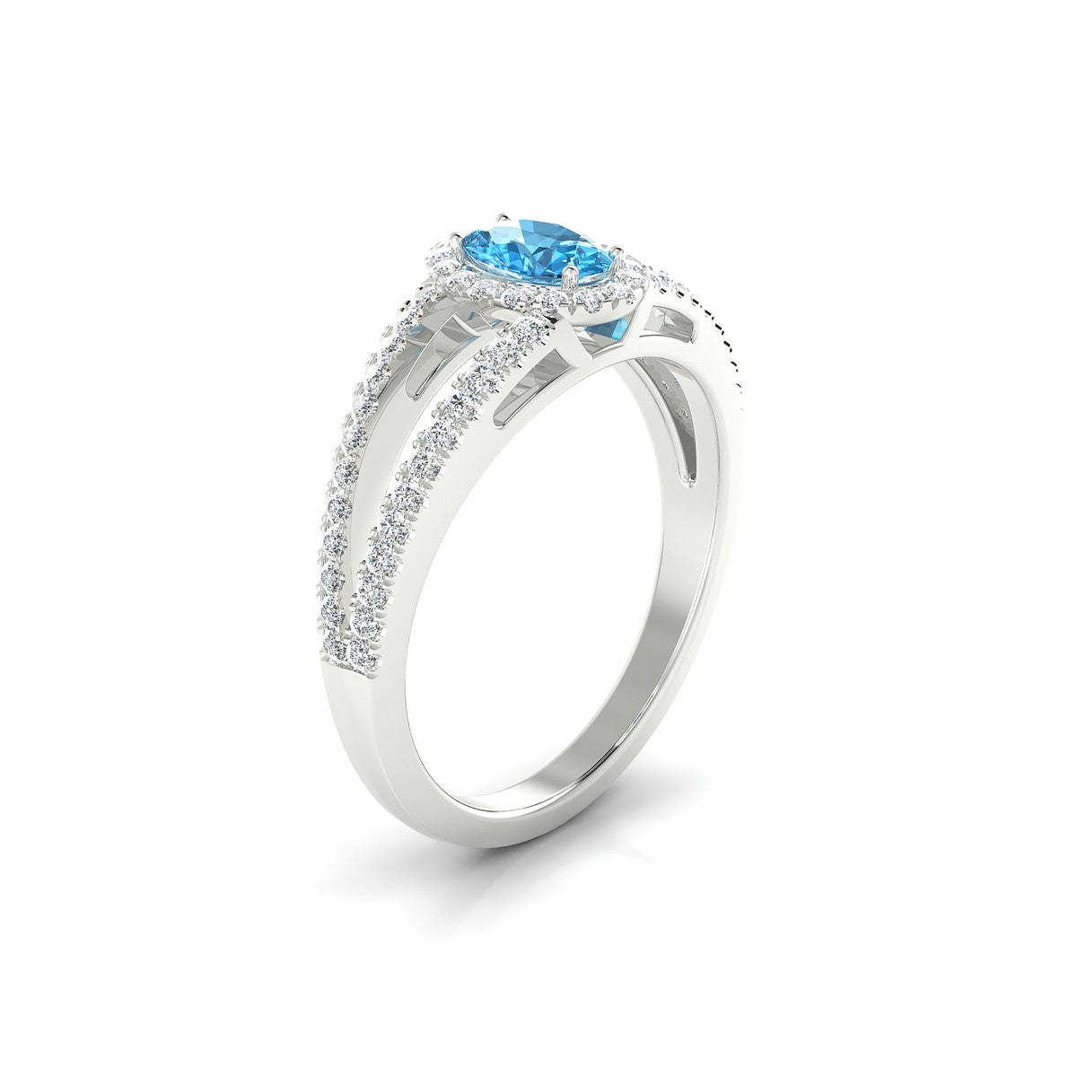 Grace | 18k White Gold 6 x 4 mm Oval Topaz Ring