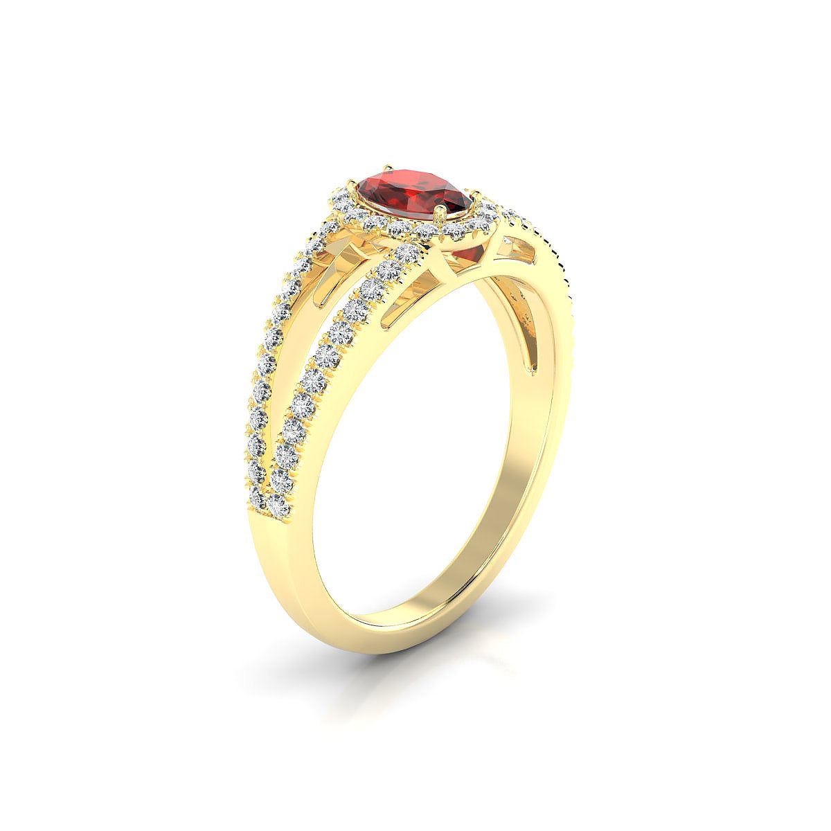 Grace | 18k Yellow Gold 6 x 4 mm Oval Garnet Ring