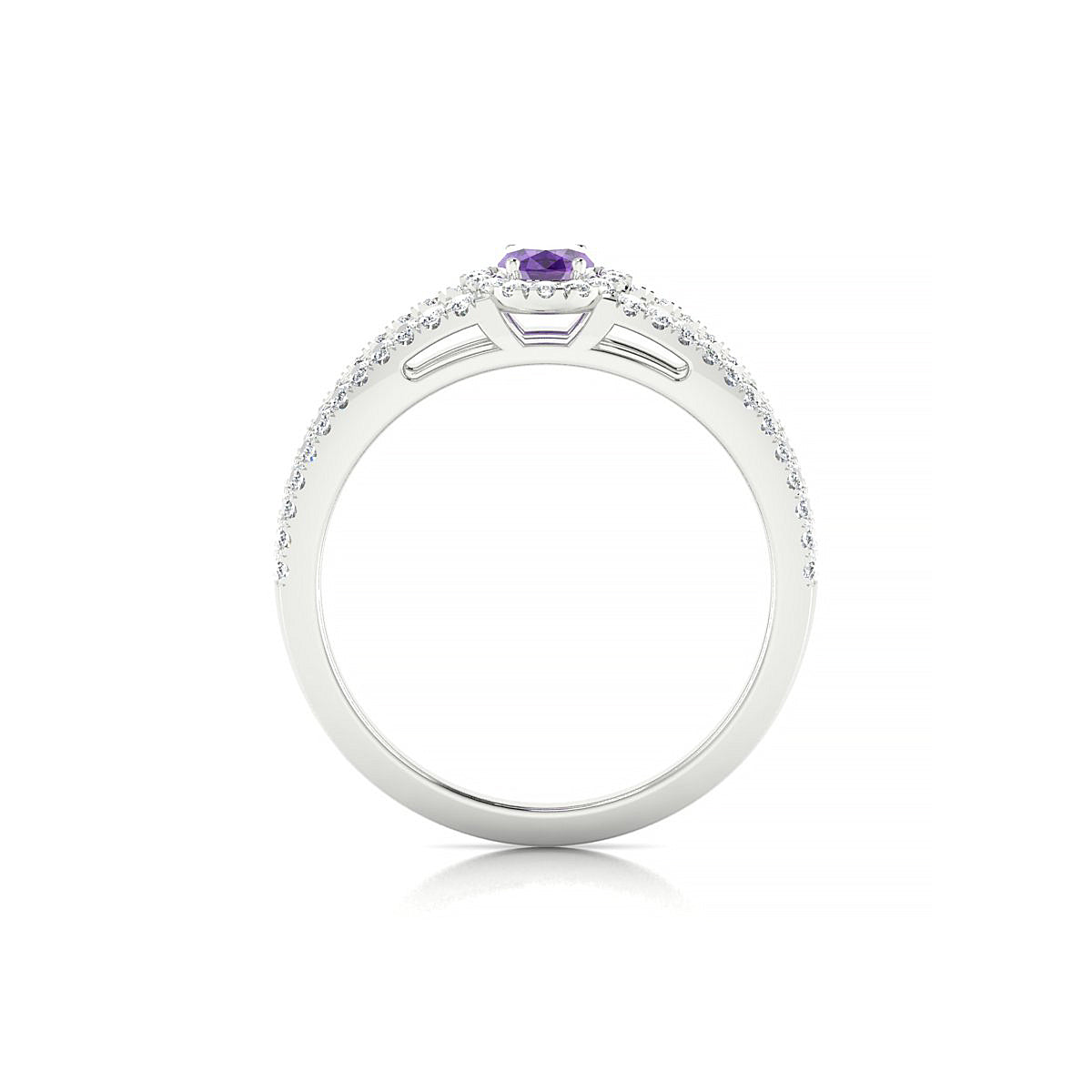 Grace | 18k White Gold 6 x 4 mm Oval Amethyst Ring