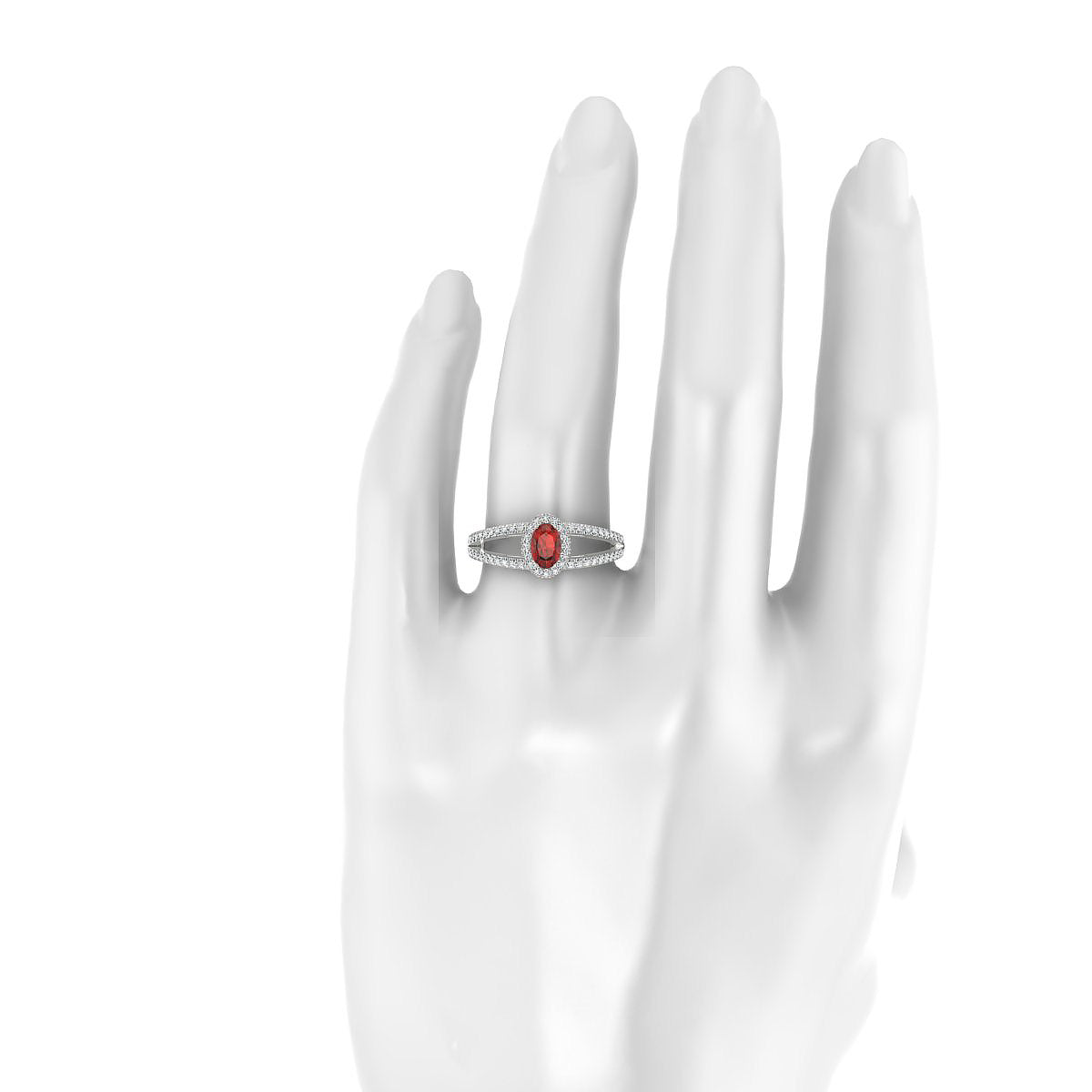 Grace | 18k White Gold 6 x 4 mm Oval Garnet Ring
