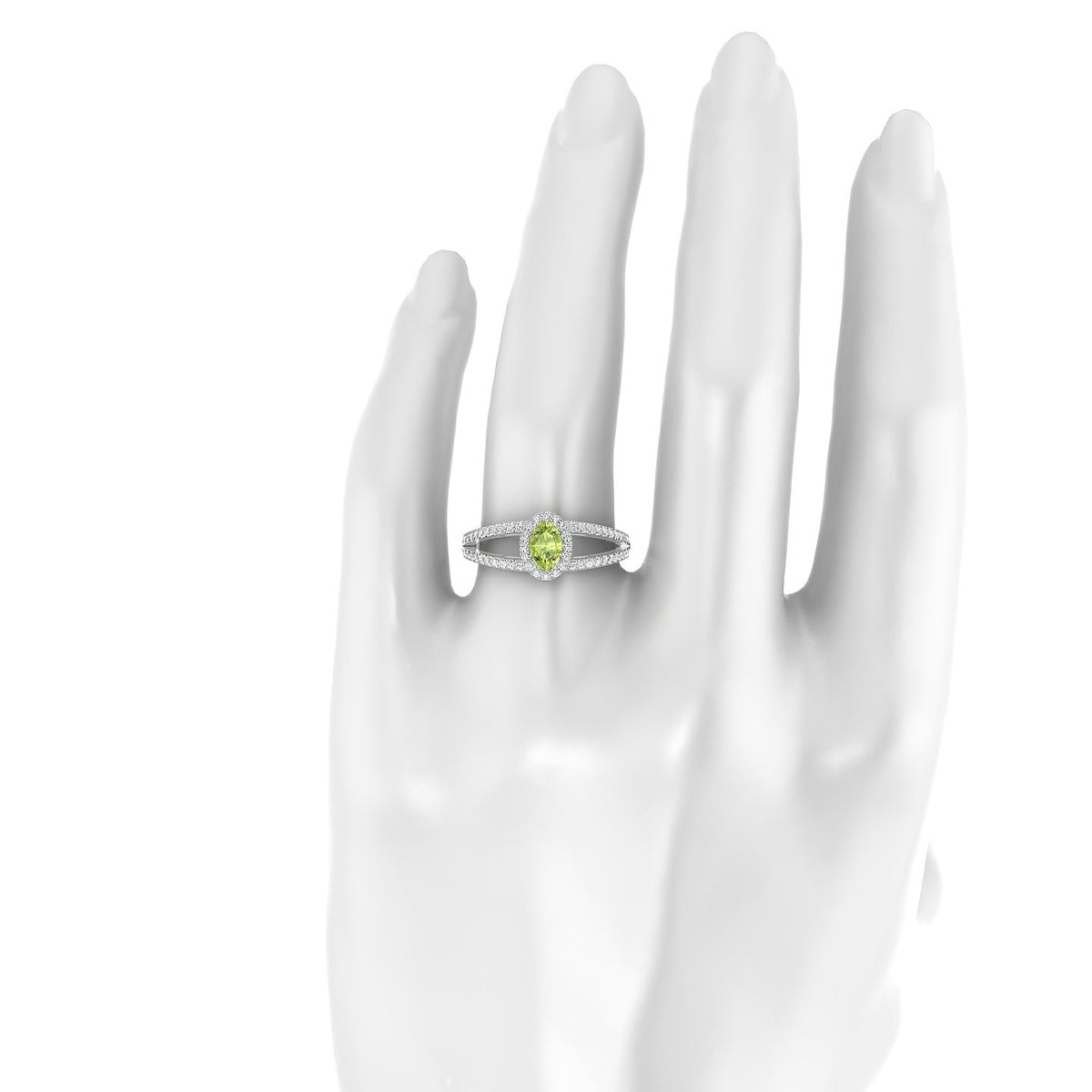 Grace | 18k White Gold 6 x 4 mm Oval Peridot Ring
