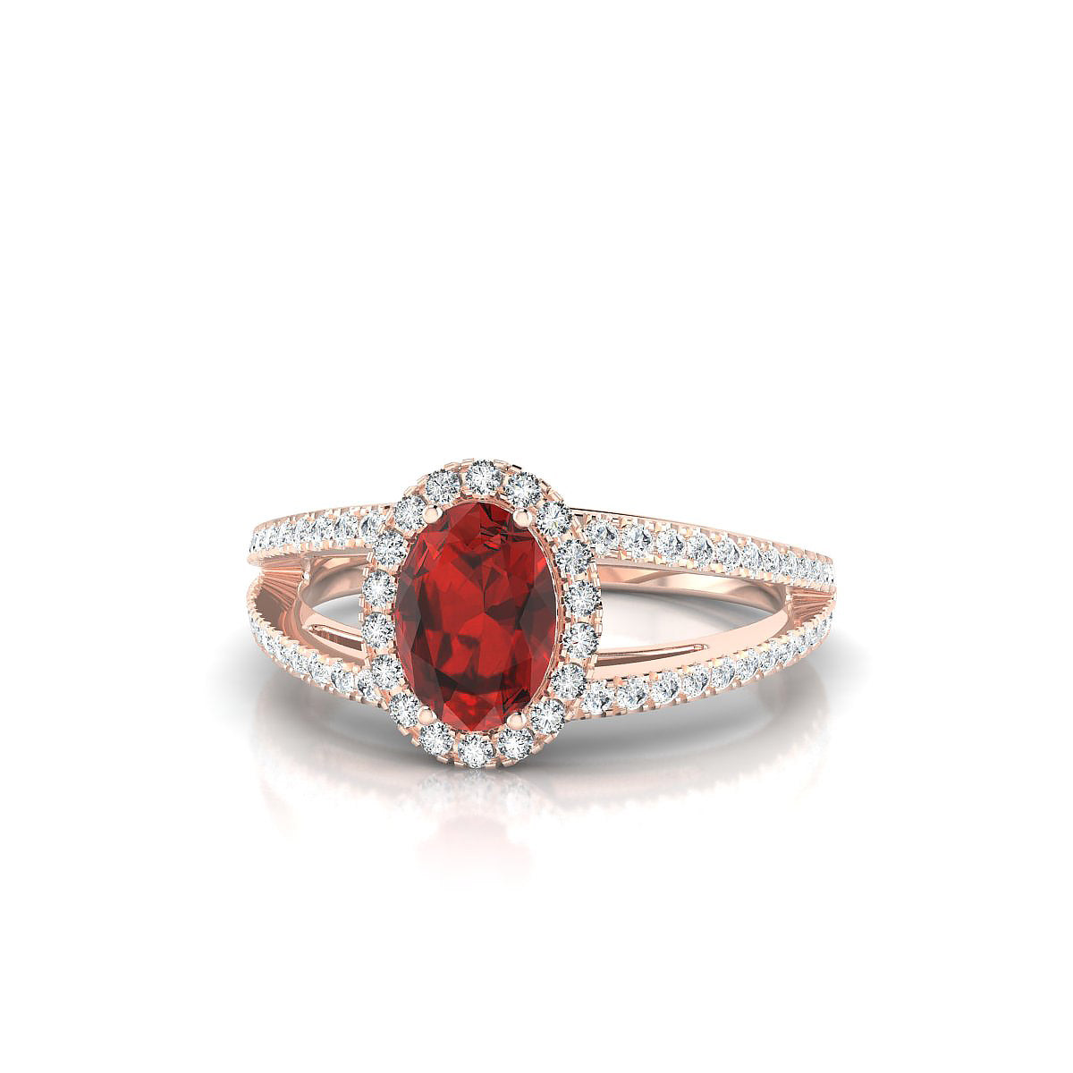 Grace | 18k Rose Gold 7 x 5 mm Oval Garnet Ring