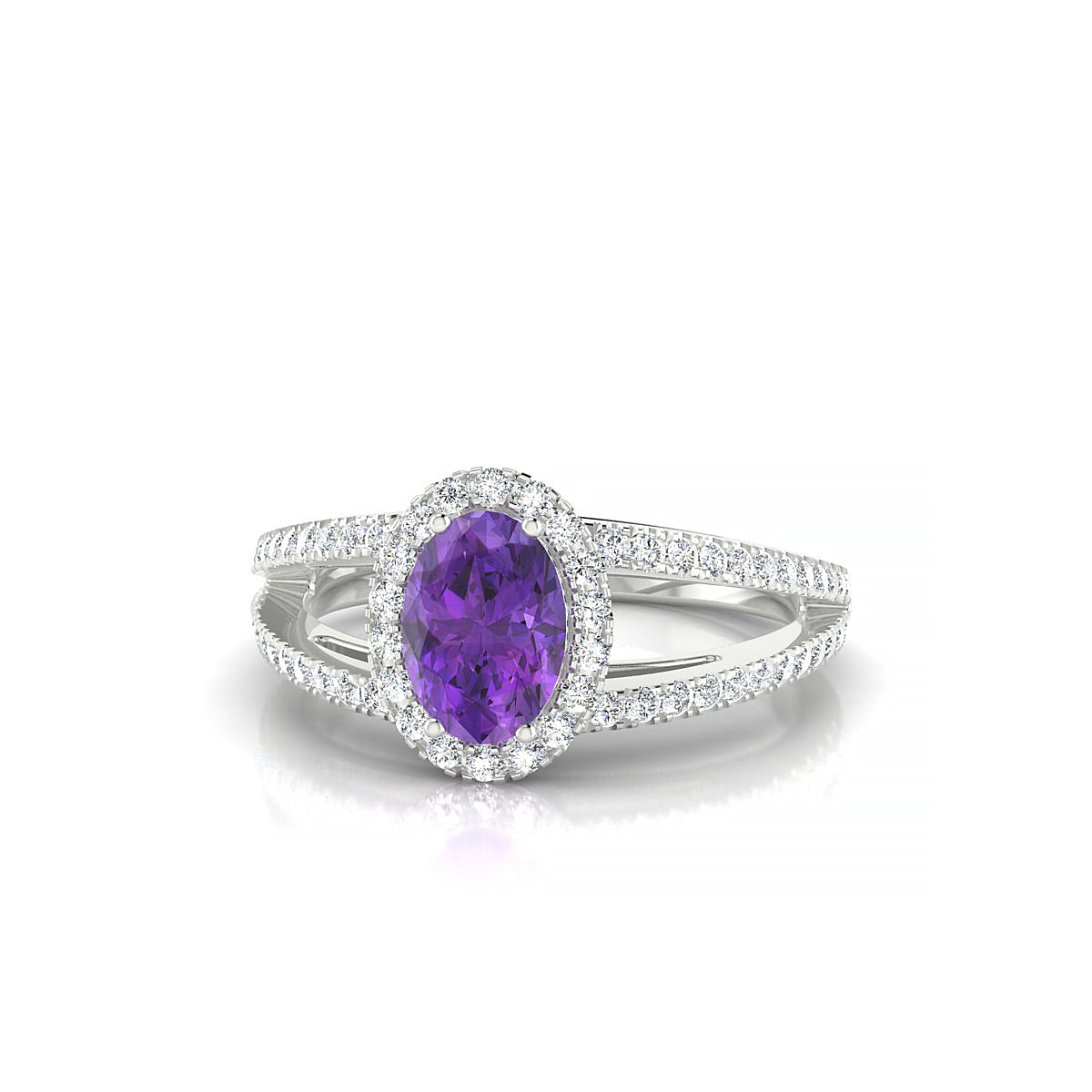 Grace | 18k White Gold 7 x 5 mm Oval Amethyst Ring