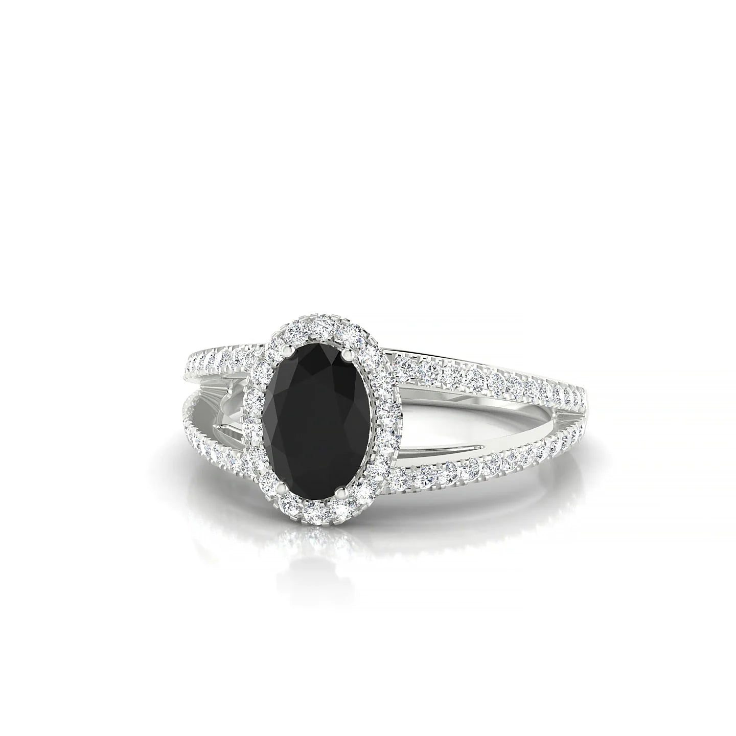 Grace | 18k White Gold 7 x 5 mm Oval Black Diamond Ring