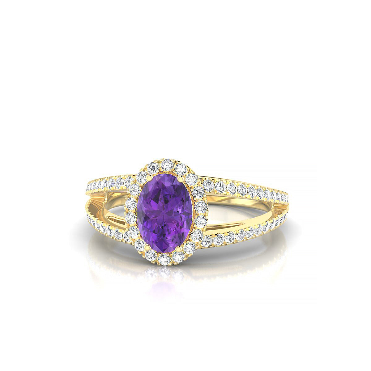 Grace | 18k Yellow Gold 7 x 5 mm Oval Amethyst Ring