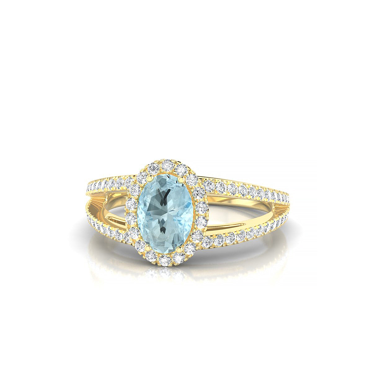 Grace | 18k Yellow Gold 7 x 5 mm Oval Aquamarine Ring