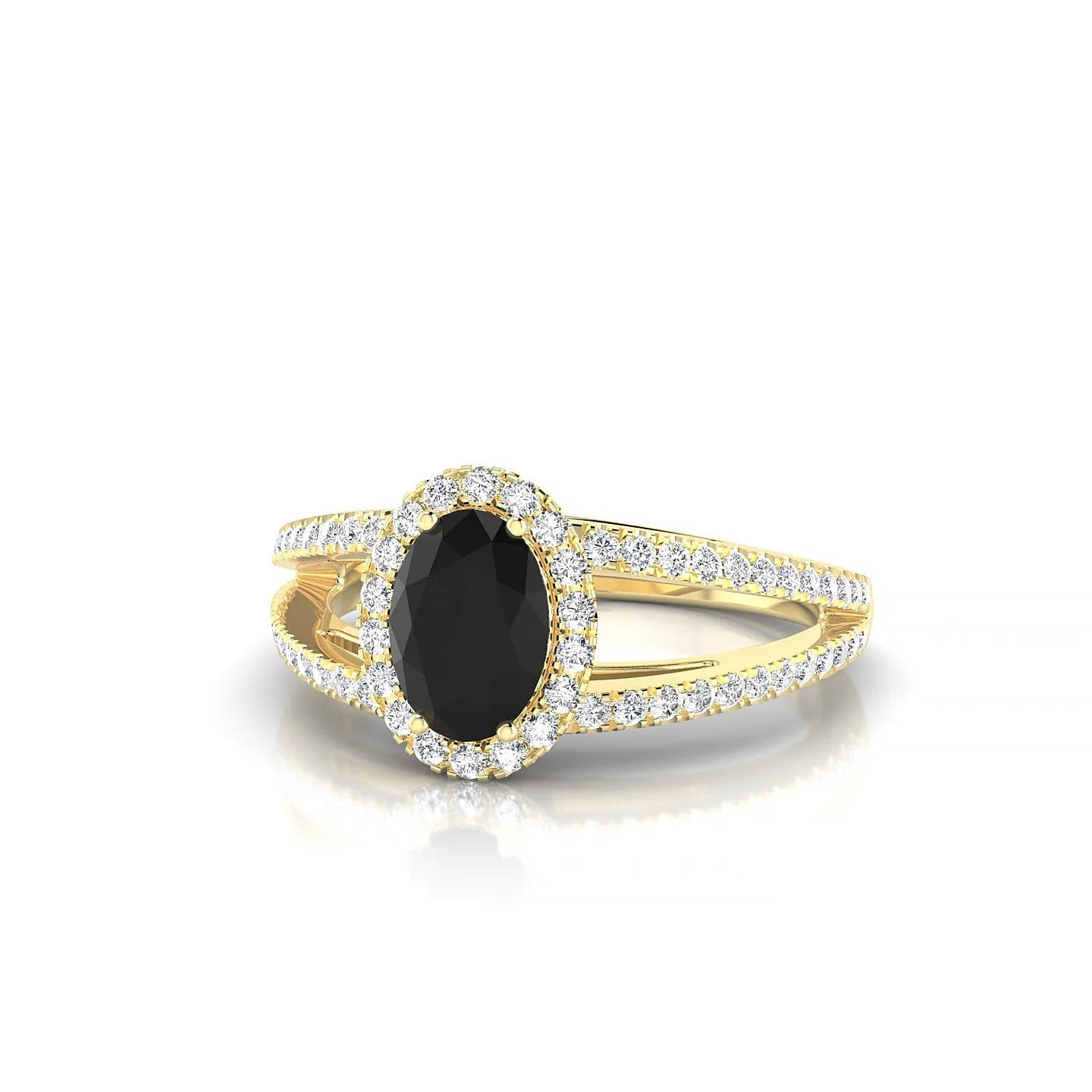 Grace | 18k Yellow Gold 7 x 5 mm Oval Black Diamond Ring