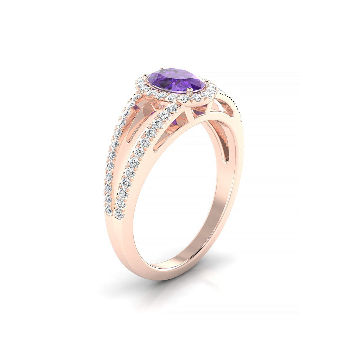 Grace | 18k Rose Gold 7 x 5 mm Oval Amethyst Ring