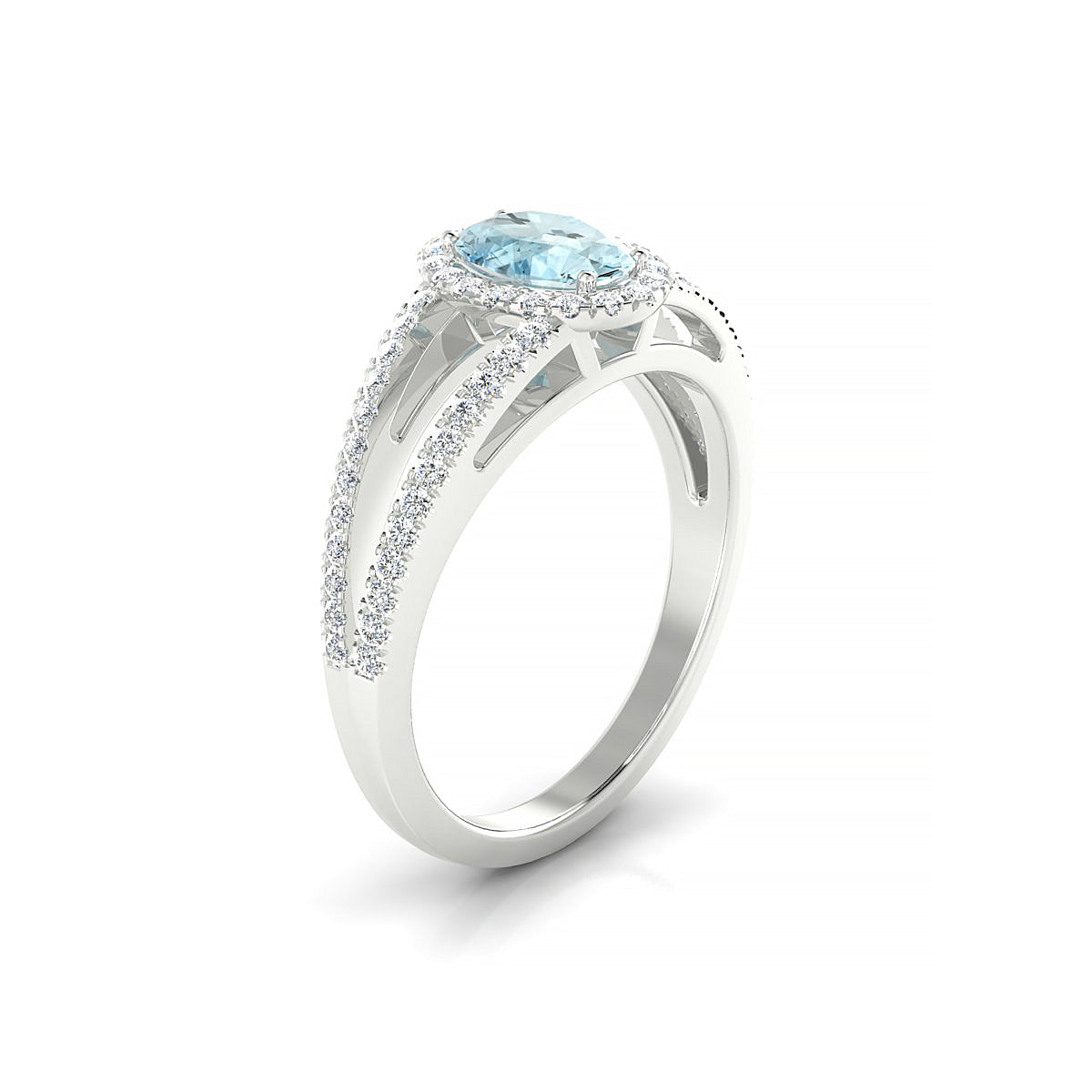 Grace | 18k White Gold 7 x 5 mm Oval Aquamarine Ring
