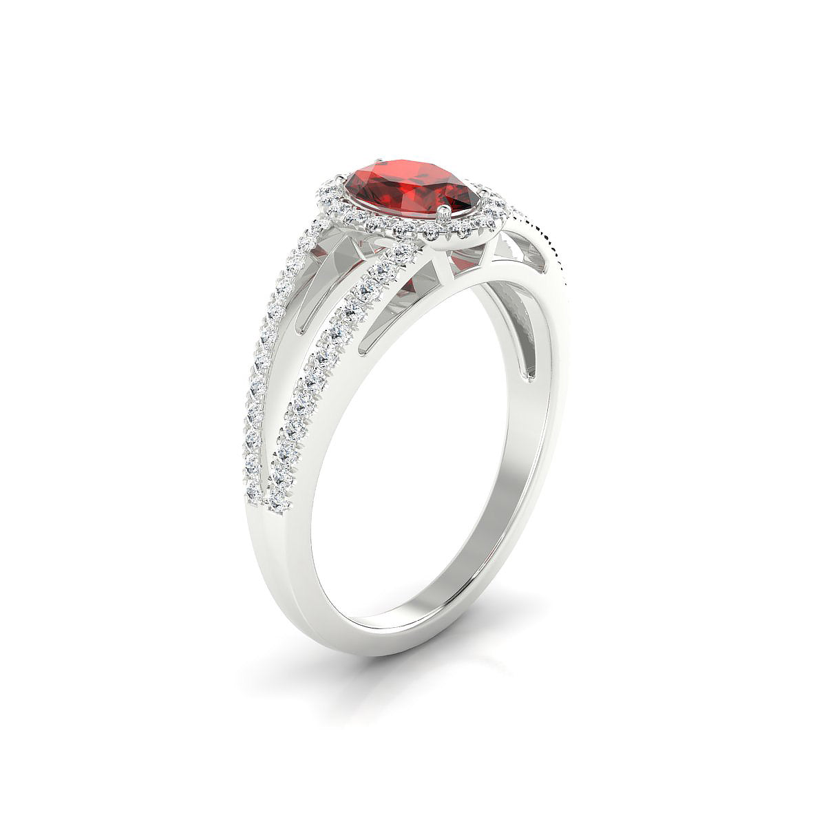 Grace | 18k White Gold 7 x 5 mm Oval Garnet Ring