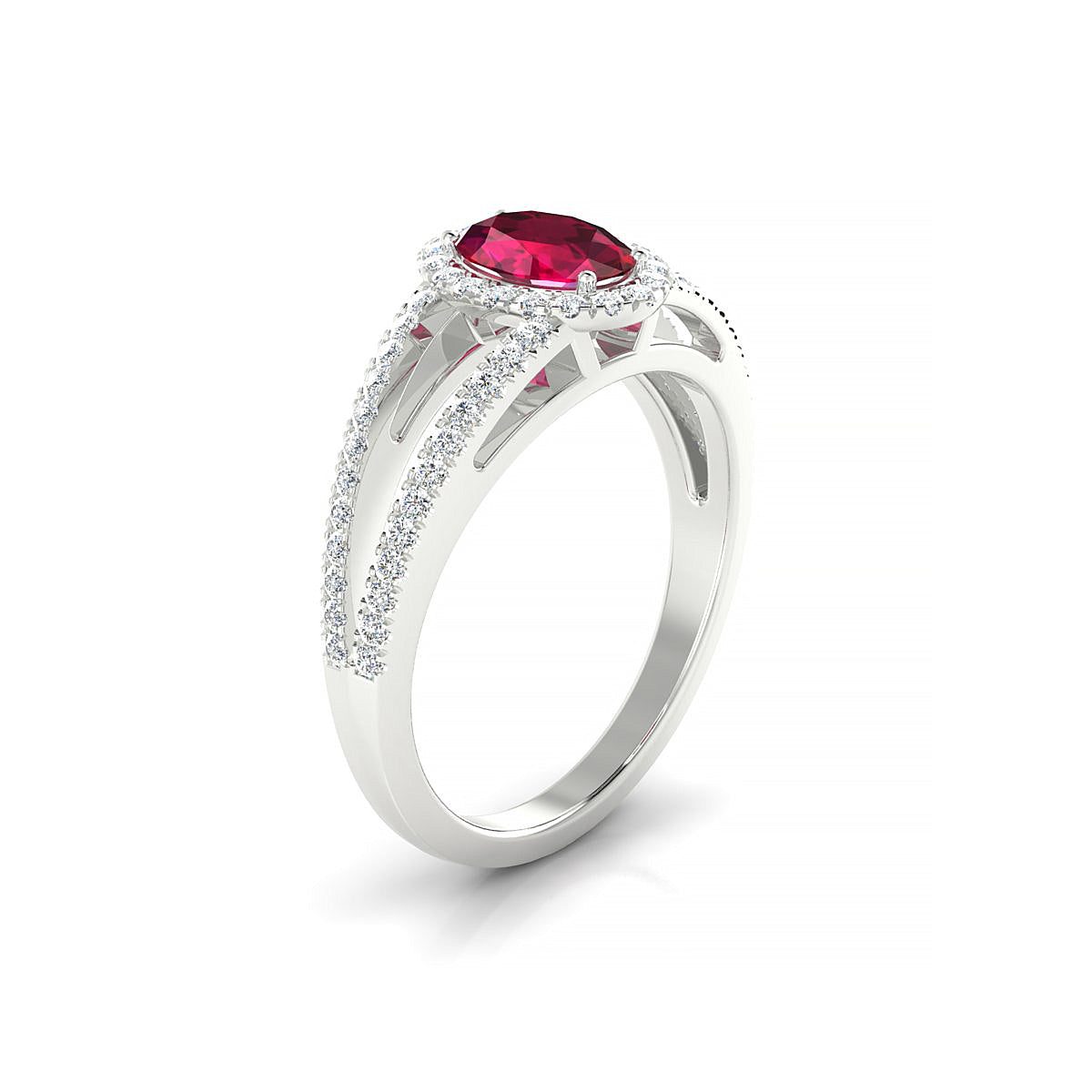 Grace | 18k White Gold 7 x 5 mm Oval Ruby Ring