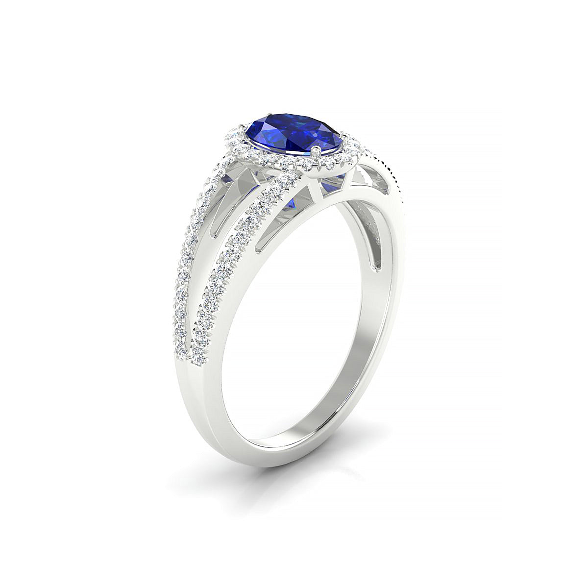 Grace | 18k White Gold 7 x 5 mm Oval Sapphire Ring