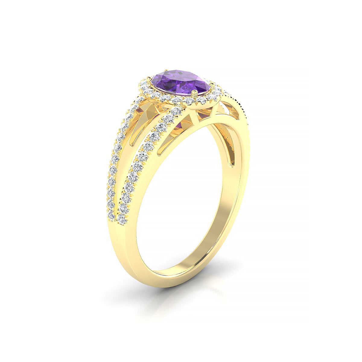 Grace | 18k Yellow Gold 7 x 5 mm Oval Amethyst Ring