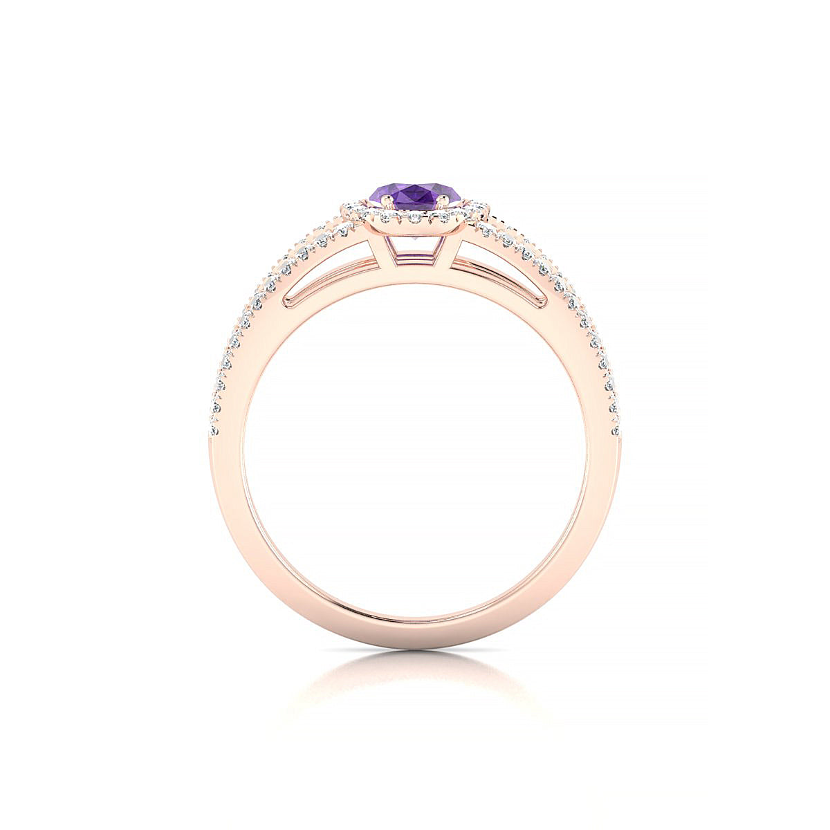 Grace | 18k Rose Gold 7 x 5 mm Oval Amethyst Ring