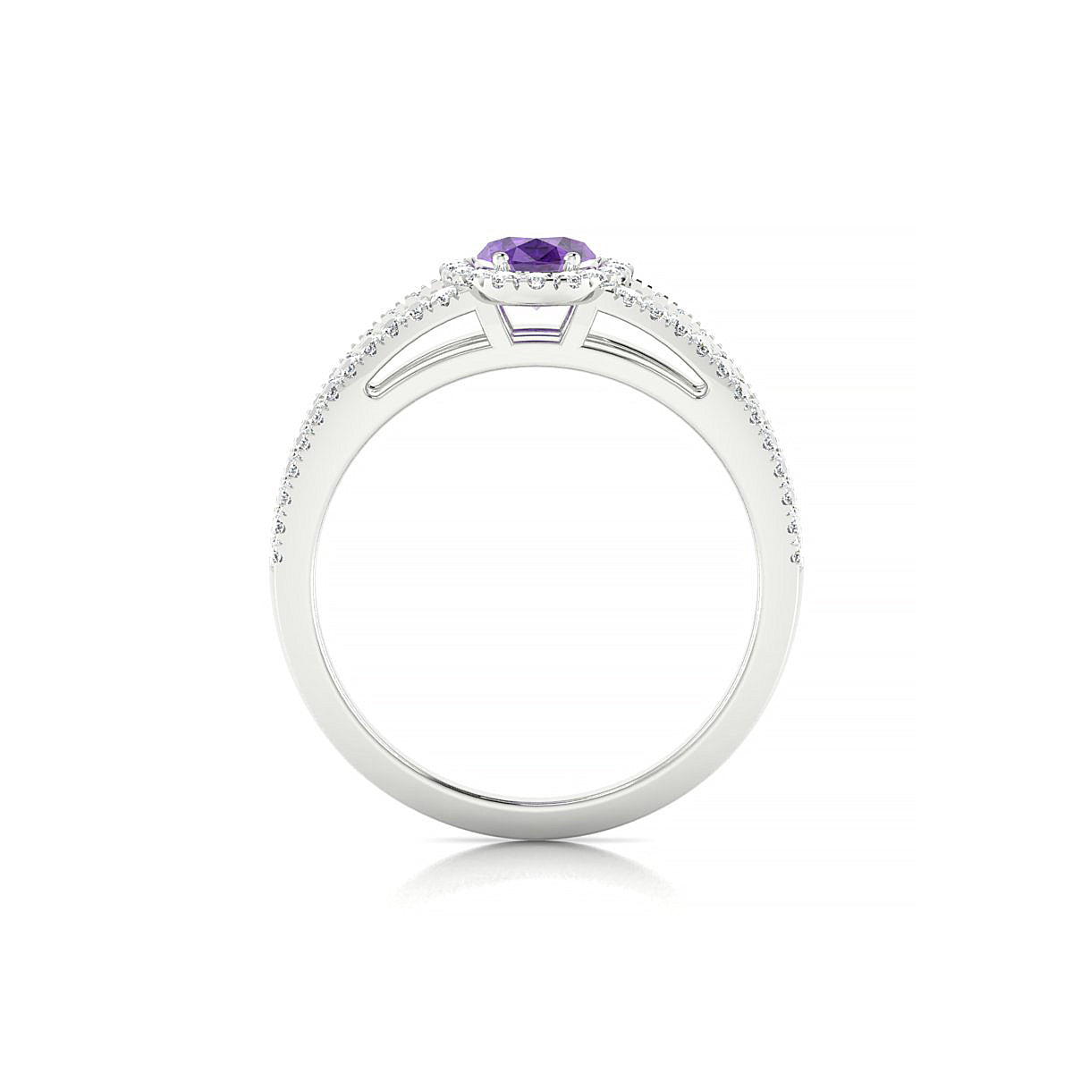 Grace | 18k White Gold 7 x 5 mm Oval Amethyst Ring