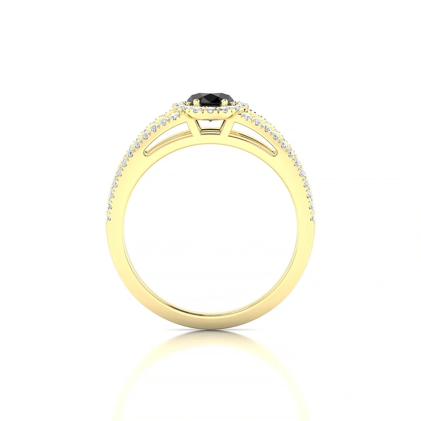Grace | 18k Yellow Gold 7 x 5 mm Oval Black Diamond Ring