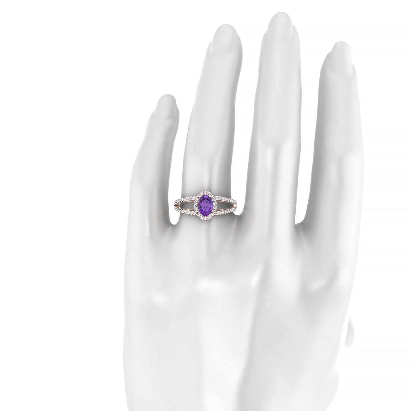 Grace | 18k Rose Gold 7 x 5 mm Oval Amethyst Ring
