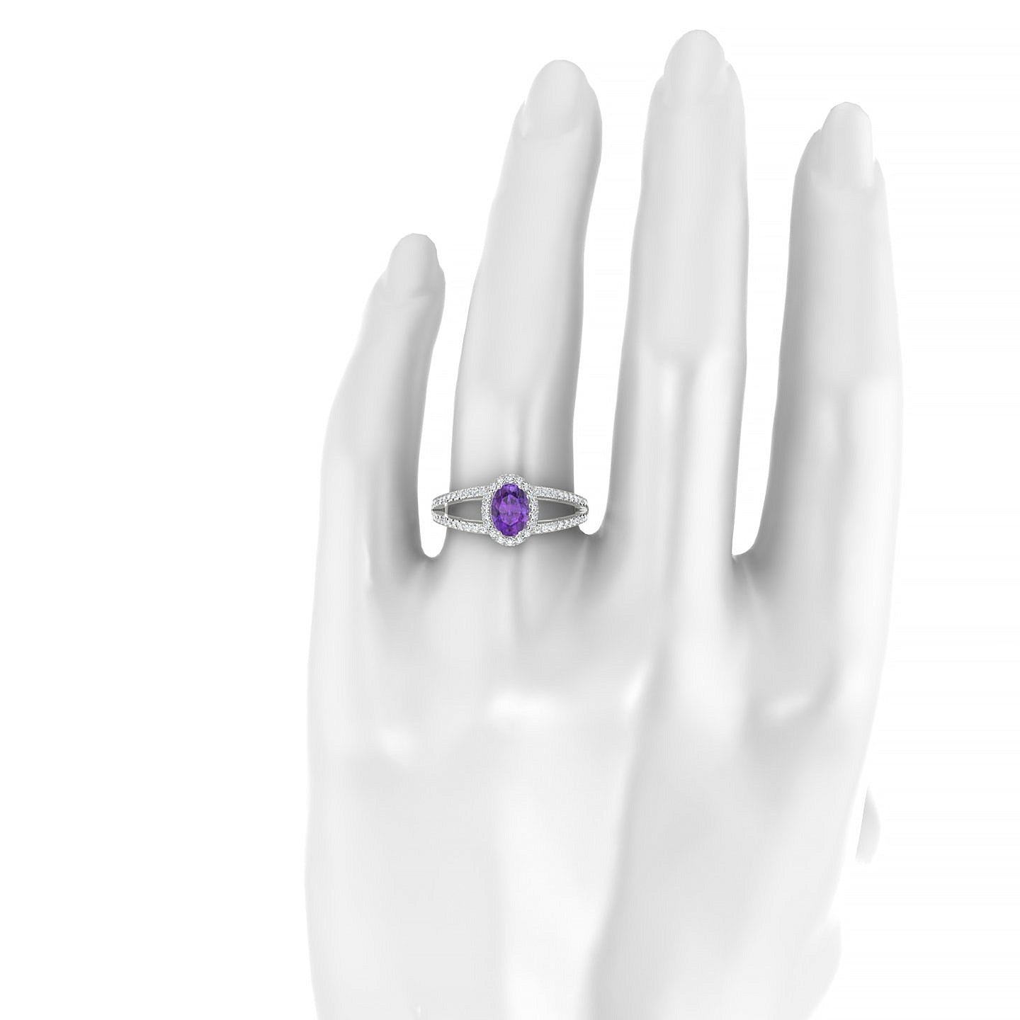 Grace | 18k White Gold 7 x 5 mm Oval Amethyst Ring