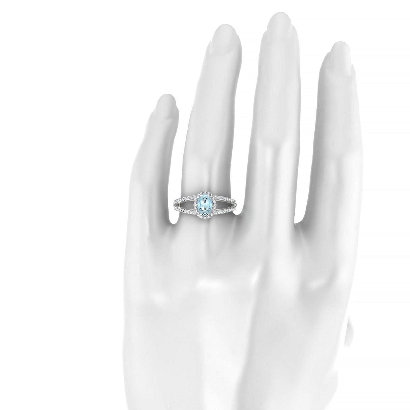 Grace | 18k White Gold 7 x 5 mm Oval Aquamarine Ring