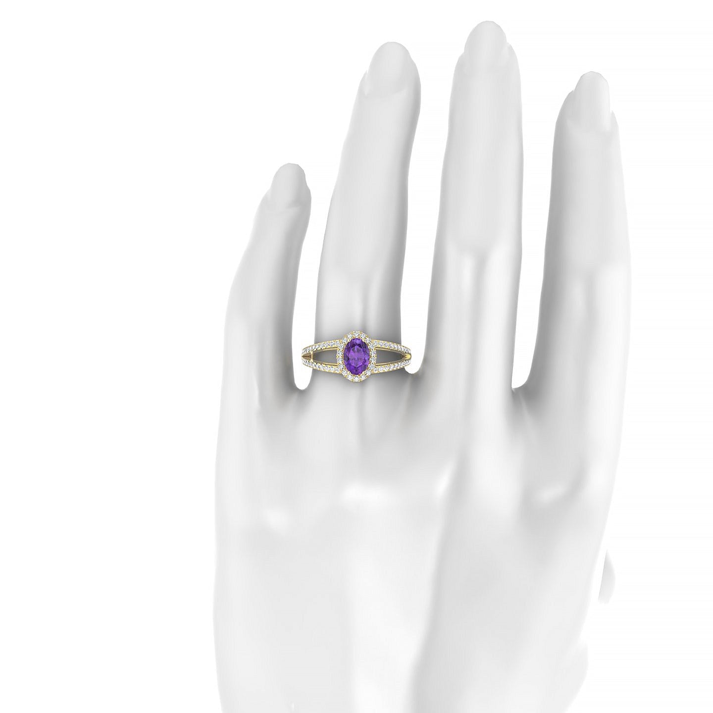 Grace | 18k Yellow Gold 7 x 5 mm Oval Amethyst Ring