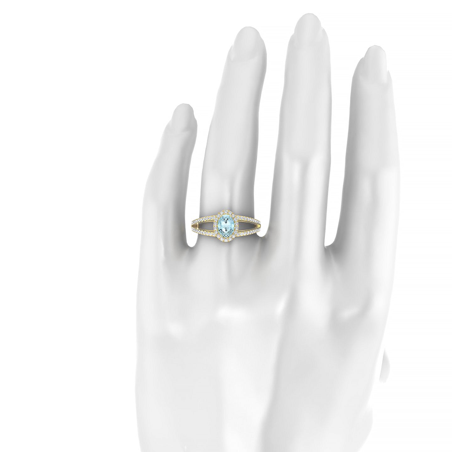 Grace | 18k Yellow Gold 7 x 5 mm Oval Aquamarine Ring