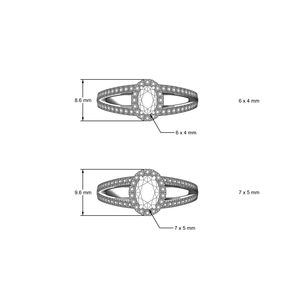 Grace | 18k White Gold 6 x 4 mm Oval Emerald Ring