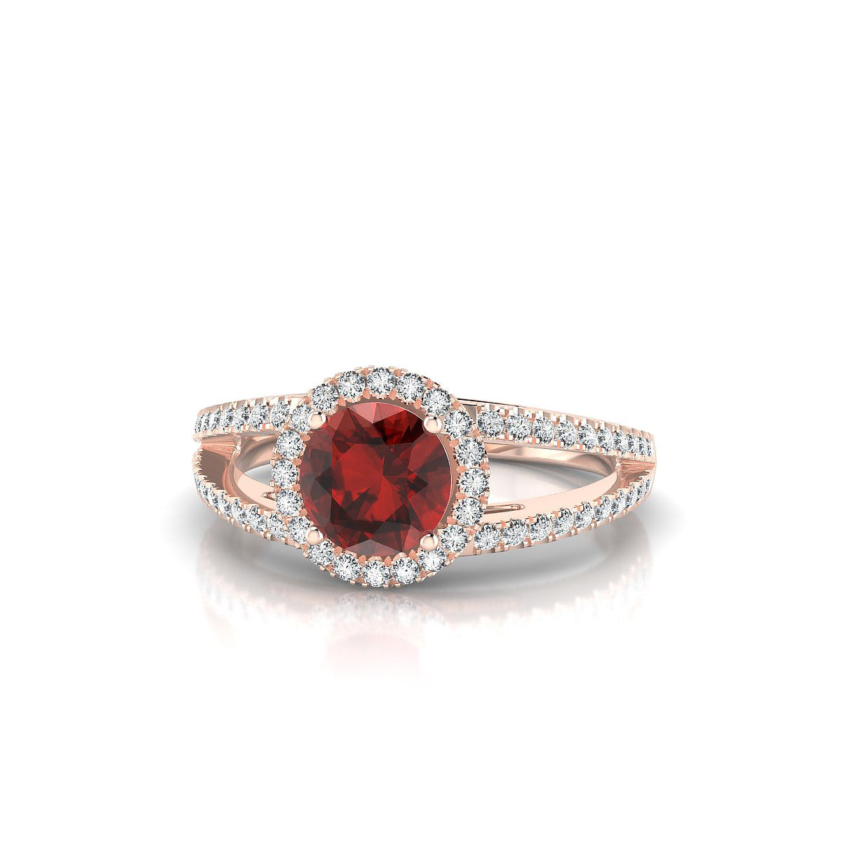Grace | 18k Rose Gold 6 mm Round Garnet Ring